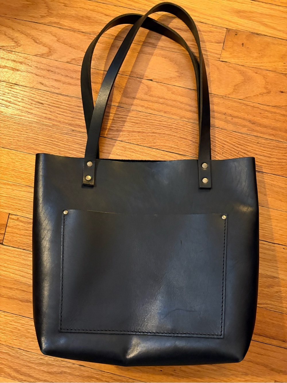Portland Leather Classic Black Leather Medium Tote Bag